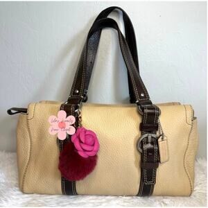 COACH Chelsea Beige and Brown Pebbled Leather Shoulder Bag